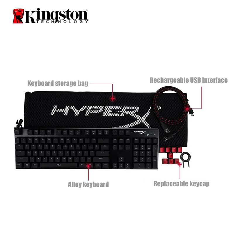 Kingston HyperX сплав FPS электронная спортивная игра механическая клавиатура вишневая ось красная ось распредвала USB Проводная клавиатура с подсветкой