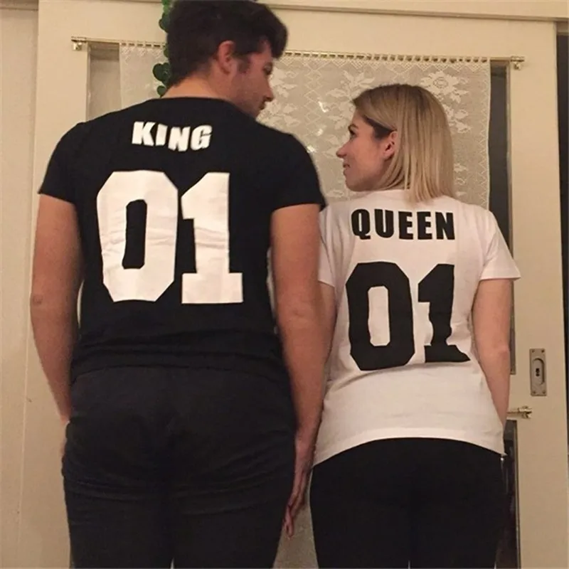 Хлопковая футболка больших размеров летний топ в стиле хип хоп King01 Queen01 детская