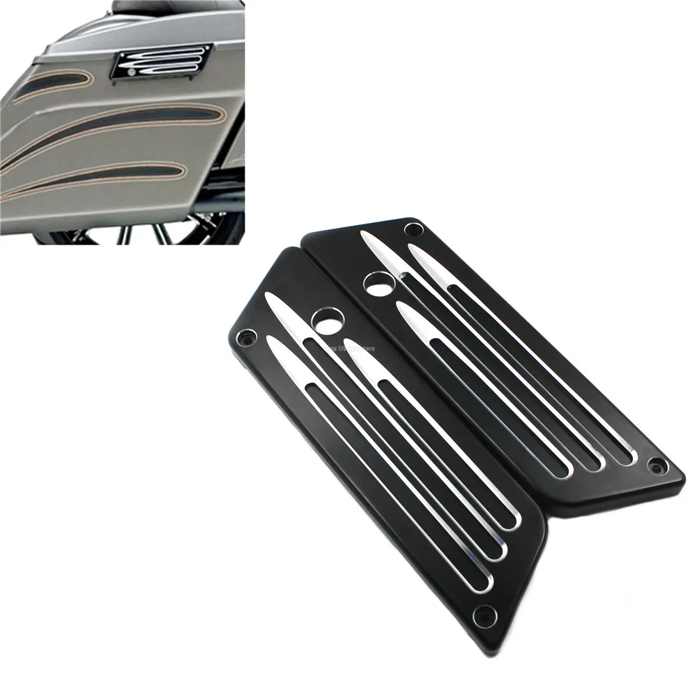 

Motorcycle Contrast Saddlebag Latches Cover CNC Black Aluminum For Harley FLT Touring FLHX Road Glide 1993-2012 2013