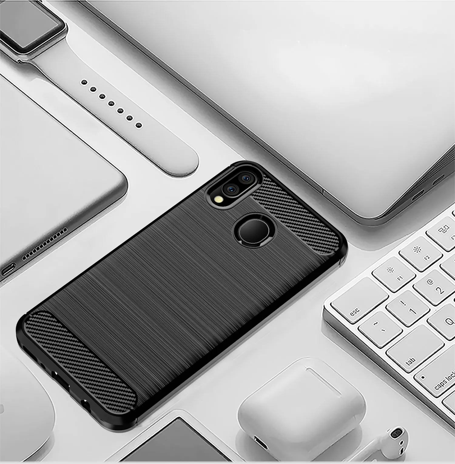 For Samsung M20 Case Carbon Fiber Soft Silicone Armor Bumper Cover Coque Rugged Capa Fundas (X828) | Мобильные телефоны и