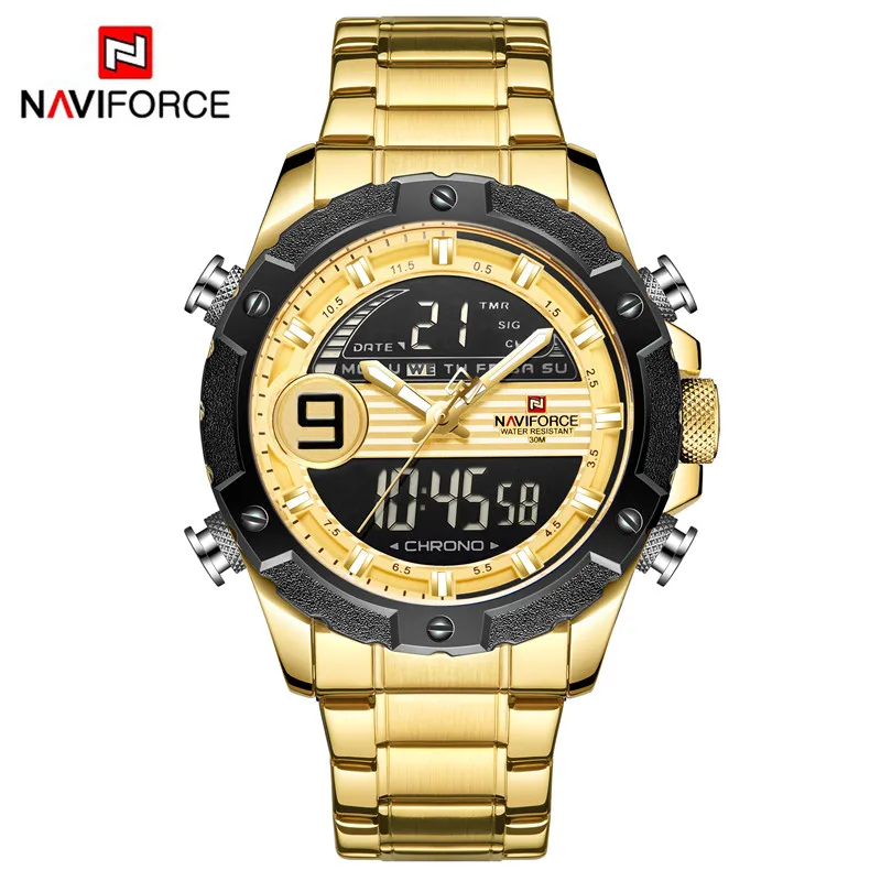 NA914602 without box NAVIFORCE мужские часы лучший бренд класса люкс военные водонепроницаемые светодиодные цифровые спортивные мужские часы мужские наручные часы relogio masculino 9146 - Цвет: NA914602 without box