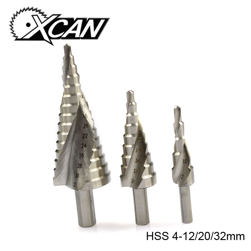 Xcan, 3 предмета, на возраст от 4 до 12 лет/20/32mm HSS Сталь ступенчатая Буровая головка бура спиральная рифленая дерево сверления дерева фреза бит пустотелого сверла диаманта