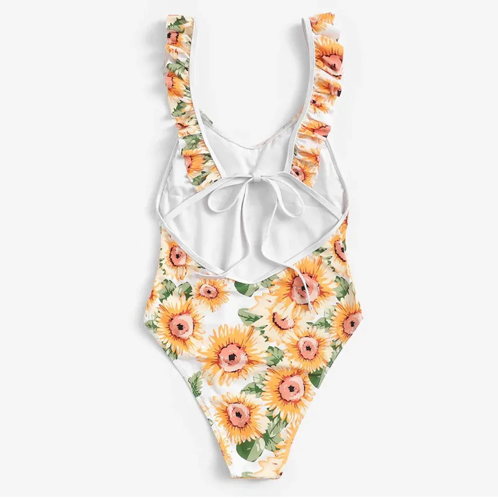 SAGACE бикини с цветочным принтом сексуальное цельное открытой спиной Бандажное