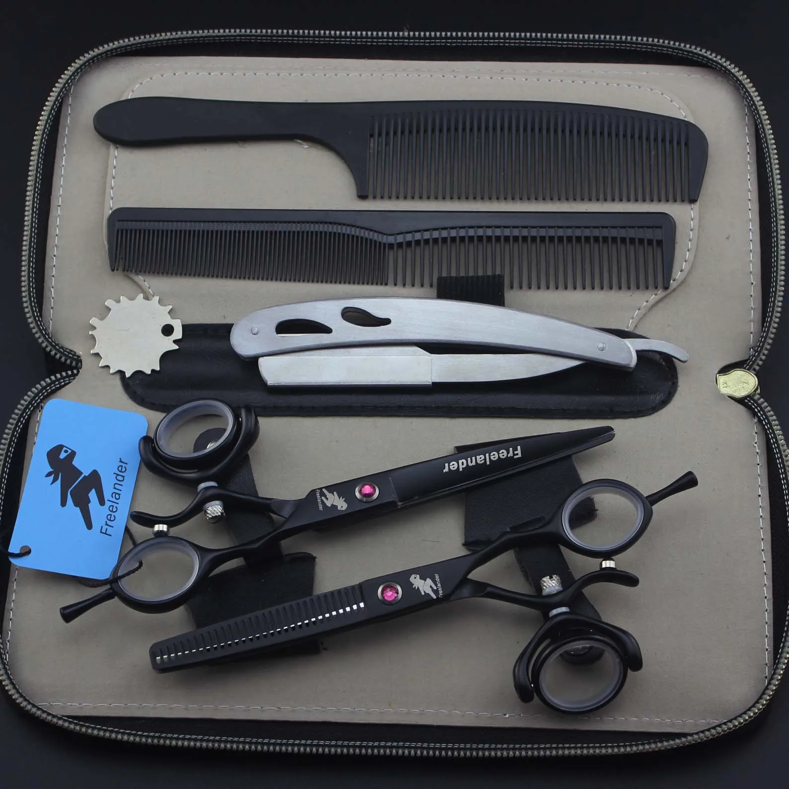 1set 6.0in. Freelander 720 градусов Вращающаяся ручка Парикмахерские ножницы набор ножниц для стрижки волос Парикмахерские ножницы высокое качество салон - Цвет: 1set