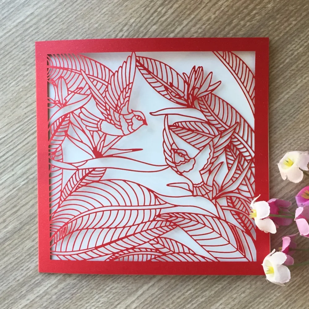 

30pcs New Arrived Laser Cut Love Bird Pattern Wedding Invitations Cards Greeting Blessing Card Decoration Festival Supplies