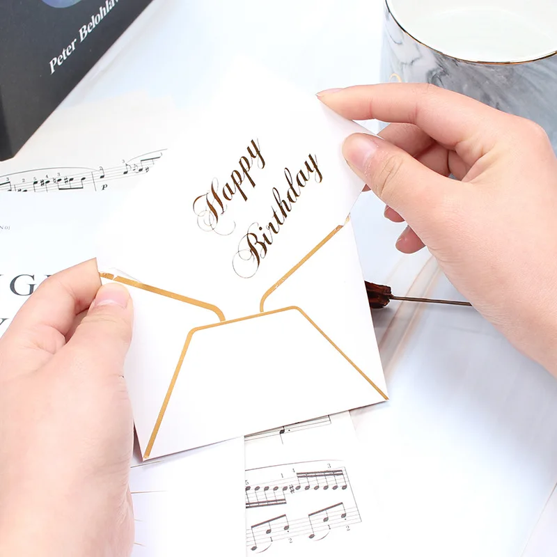 Простая Бронзирующая маленькая открытка Подарочная с конвертом 5 шт./лот для