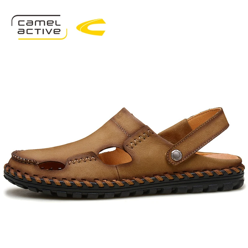 Camel Active Brand Shoes Summer New Men's Sandals Designer Genuine Leather Mens Cowhide Slippers Fashion Man Beach Shoes