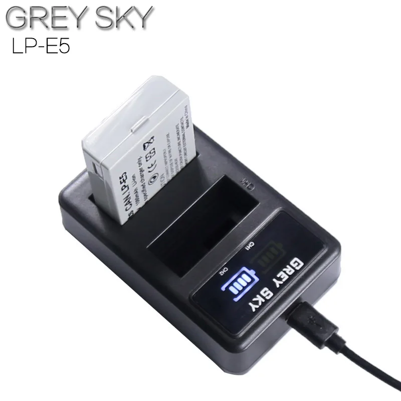 2 шт. 1080 мАч LPE5 LP-E5 LP E5 батарея+ светодиодный USB двойное зарядное устройство для Canon EOS Rebel XS, Rebel T1i, Rebel XSi, 1000D, 500D, 450D, Ki
