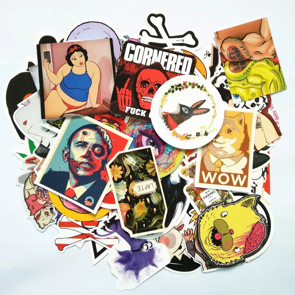 

Наклейки для скейтборда, смешанные забавные наклейки для детей, домашний декор, 100, наклейки на холодильник, игрушки, наклейки