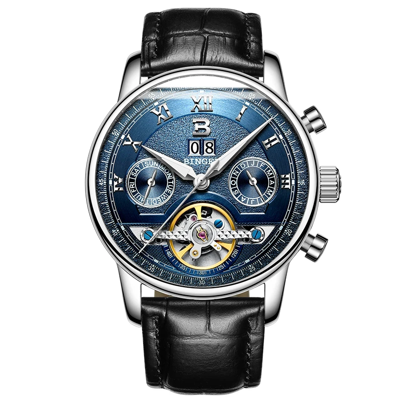 Швейцарские часы BINGER мужские люксового бренда Tourbillon многофункциональные