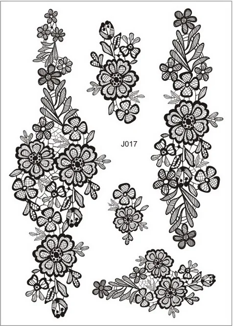 J017B 1 шт., рисунок на тело, белая черная хна, татуировка, поддельные, новые, кружевные, блестящие, арабские индийские, роза, Бабочка, свадебная художественная краска на руку - Цвет: J017B