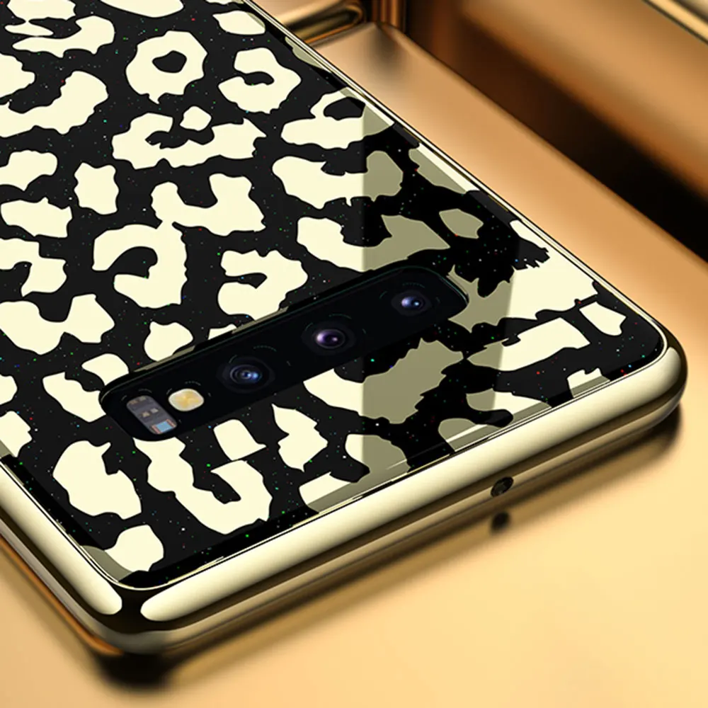 KISSCASE Leopard Phone Case For Samsung S10 S9 Plus Lite Fashion Tempered Glass Cases Note 9 Matte Back Covers |