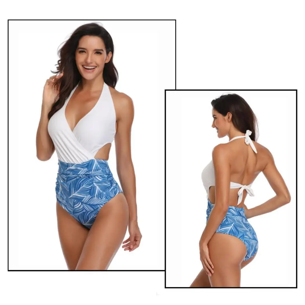 Женский Повседневный Цельный купальник с цветочным рисунком и открытой спиной