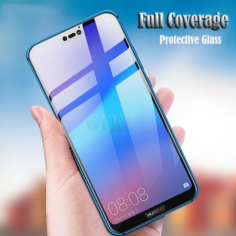 2 шт./лот полноэкранное закаленное стекло для huawei P20 Pro Анти Blu-Ray полное покрытие Защитная стеклянная пленка для huawei P20 P20 lite