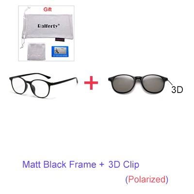 1Frame 3D Clip Ralferty, 6 в 1, магнитные солнцезащитные очки, женские, поляризационные, оправа для очков, с зажимом, очки, мужские, круглые, UV400 TR90, 3D, желтые, Oculo, A2245 - Цвет линз: 1Frame 3D Clip