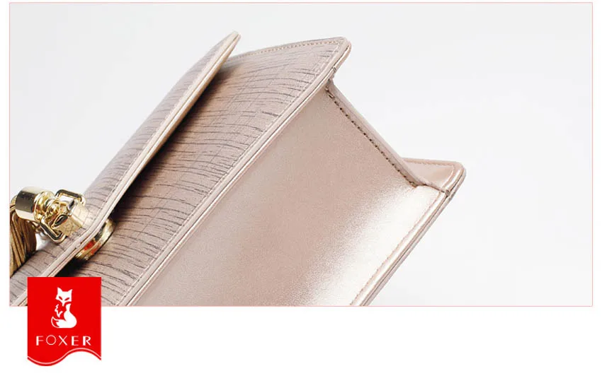 FOXER bag for women new women leather bag fashion chain tassel small bag designer women leather shoulder crossbody bag