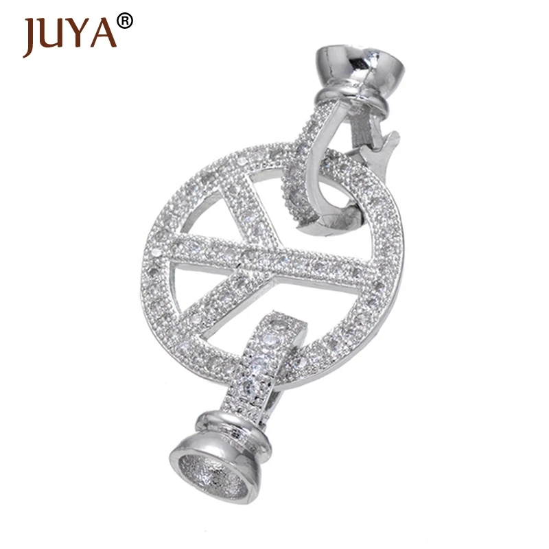 Застежки для украшений медные металлические с символом мира жемчужного ожерелья