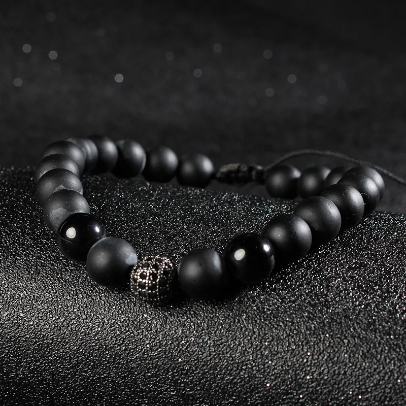 1 шт. 8 мм браслет из розового золота с черным кубическим цирконием матовая