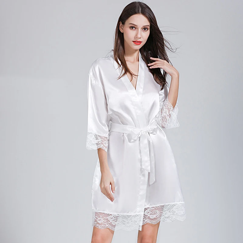  Пикантная обувь с кружевами Женская одежда для сна халаты размера плюс кимоно из