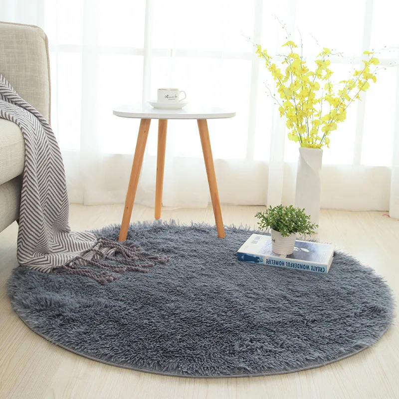 

Ковер в нордическом современном стиле, круглый Шелковый ковер, прикроватный коврик для спальни, гостиной, ковер для журнального столика, декоративное одеяло для комнаты
