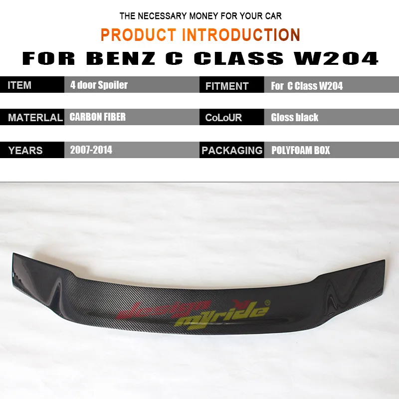 For Mercedes C W204 C204 A204 Saloon Coupe Estate 4-Door Rear Ttunk Spoiler Duckbill Wing Carbon Fiber R Style C180 C200 2007-14 |