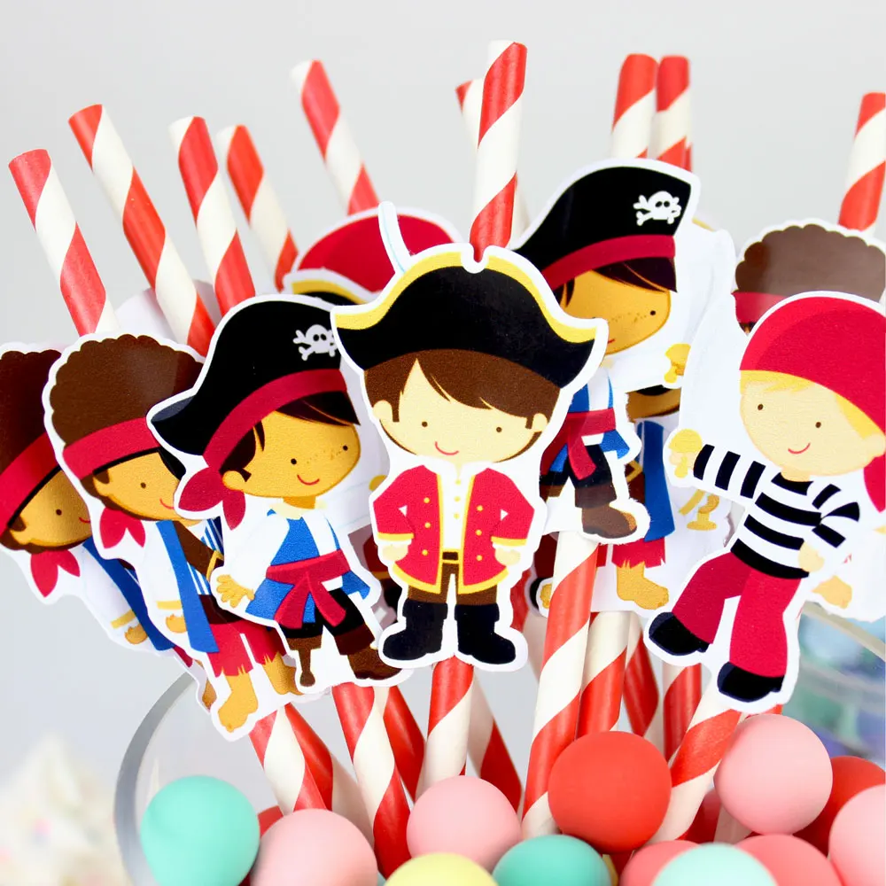 Pirate Straw 20PCS Paper Straws Birthday Party Festive Supplies Decoration Paper Drinking Straws Pirate Character Straws (art.: 7a588c25a) - 7a588c25a