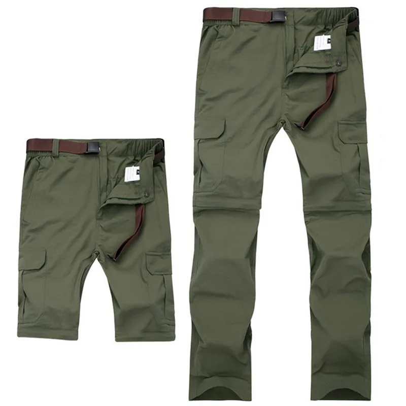 Army green Мужские военные съемные брюки карго летние быстросохнущие дышащие брюки для активных бегунов армейские водонепроницаемые Тактические Брюки 6XL 7XL - Цвет: Army green
