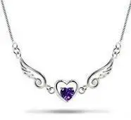 

Fashion angel wing design shiny crystal 925 sterling silver ladies pendant necklaces short chain jewelry Christmas gift no fade