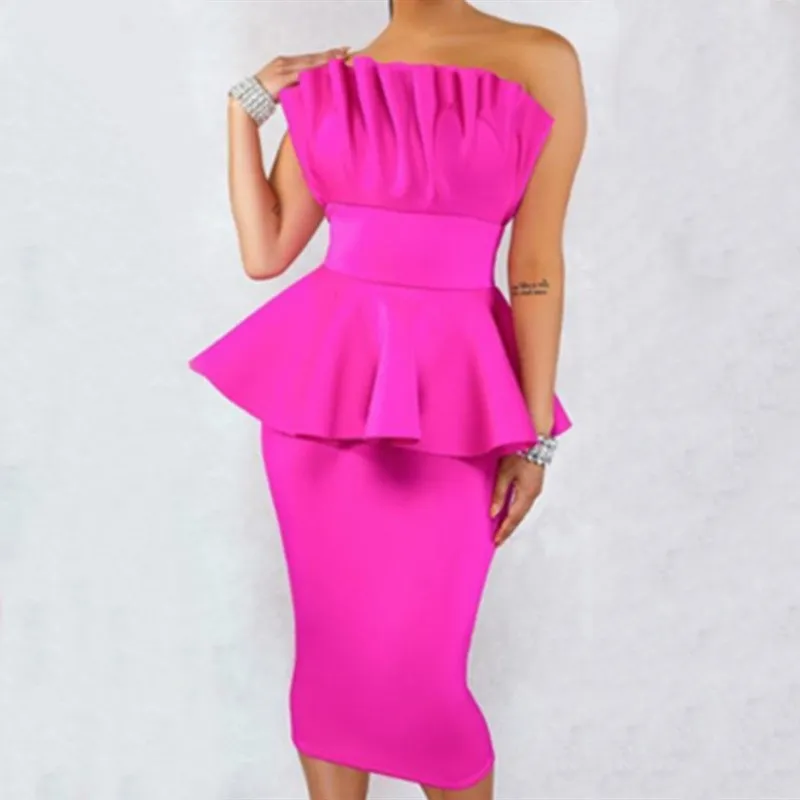 Платье с баской открытыми плечами имитация 2 шт. облегающее платье для женщин