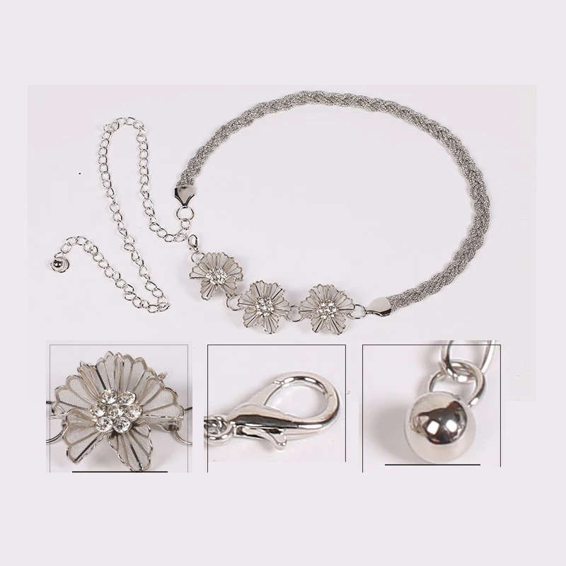 

Imixlot Luxury Charm Rhinestone Gold Metal Chain Belt for Women Flower Waist Chain Wedding Party Elegant Clothing Accessories