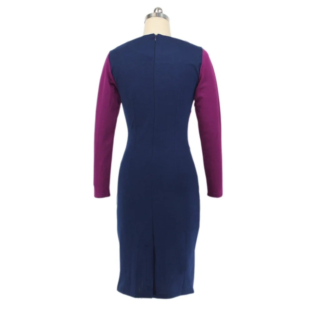 Весна Женщины С Длинным Рукавом Элегантные Старинные Туника Лоскутное Офис