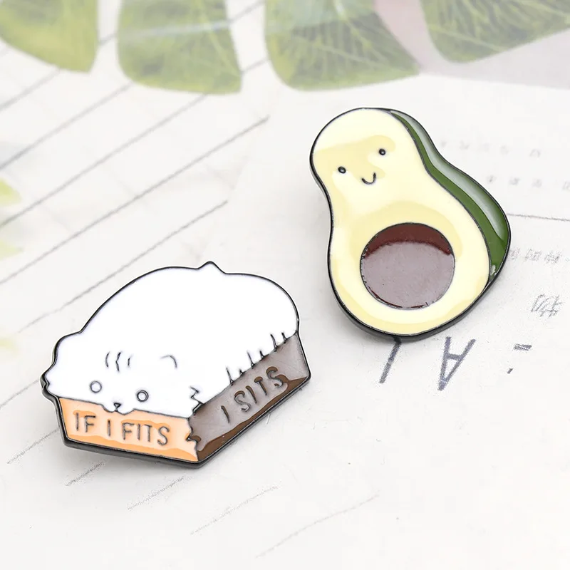 Женская/Детская Брошь с эмалью металлическая брошь в форме кошки из авокадо