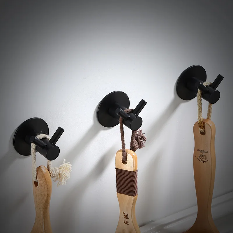 Черный Пробивной двойной крючок для халата крючки пальто стены 304 нержавеющая