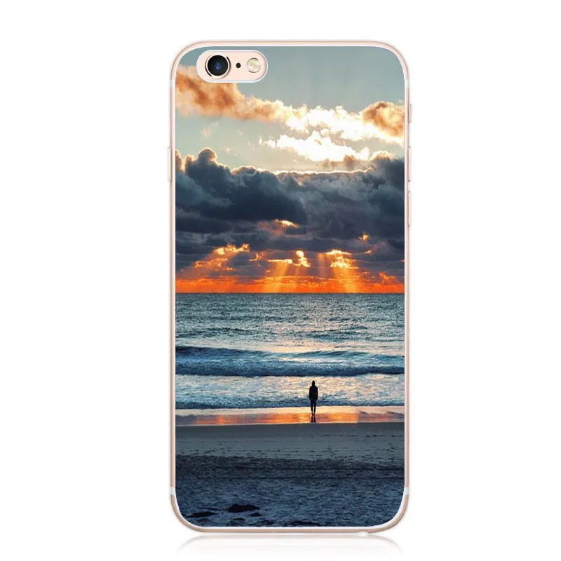 Мягкий чехол для iPhone X 8 7 6 6splus 5S Sunset Wild Snow Mountain River City Ocean Tower | Мобильные телефоны и