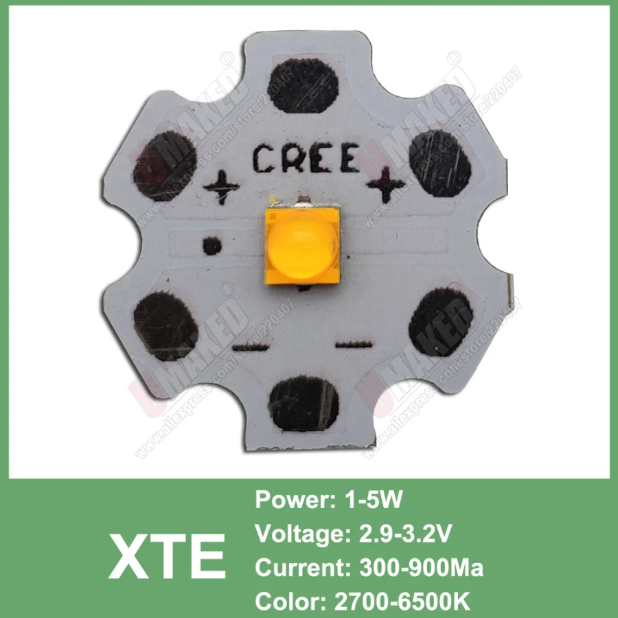 3 Вт 5 Вт 10 Вт CREE XML XPE XPG XTE светодиодный теплый белый RGB высокомощный светодиодный чип на 20 мм PCB