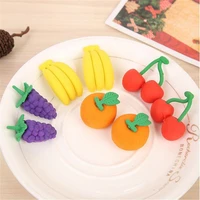2pcs creative fruit pencil eraser for kid cute cartoon style student eraser rubber childrens learning stationery