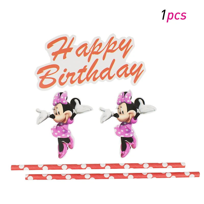cake flag 1pcs Вечерние украшения Минни Маус флаги чашки скатерть Конфета попкорн мешочки, принадлежности для праздника Беби Шауэр детский день рождения Минни Маус - Цвет: cake flag 1pcs