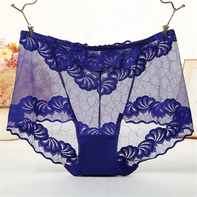 Синий 2 шт./лот ropa interior femenina, сексуальное женское нижнее белье, женское нижнее белье размера плюс 5XL, кружевные прозрачные женские трусики с цветочным рисунком - Цвет: Синий