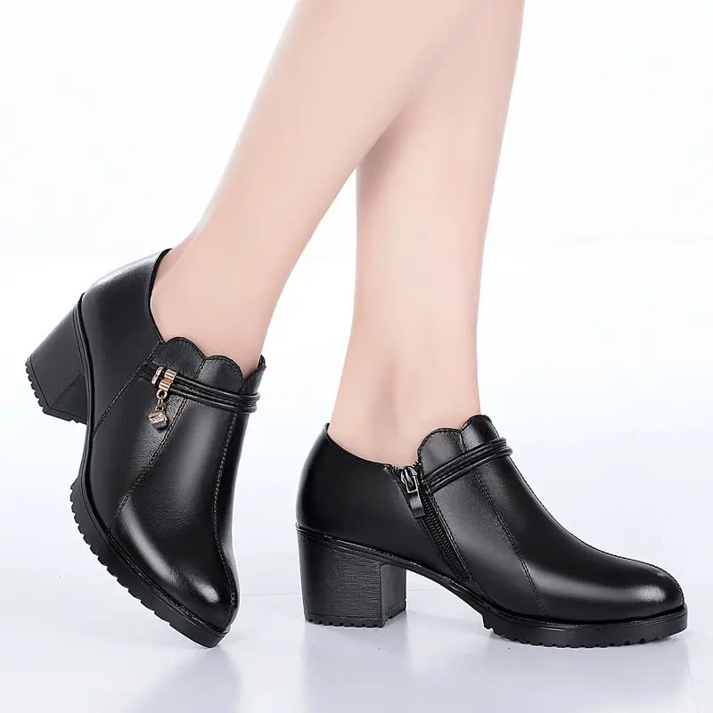 Женские туфли лодочки на среднем каблуке из натуральной кожи|Женские туфли| |