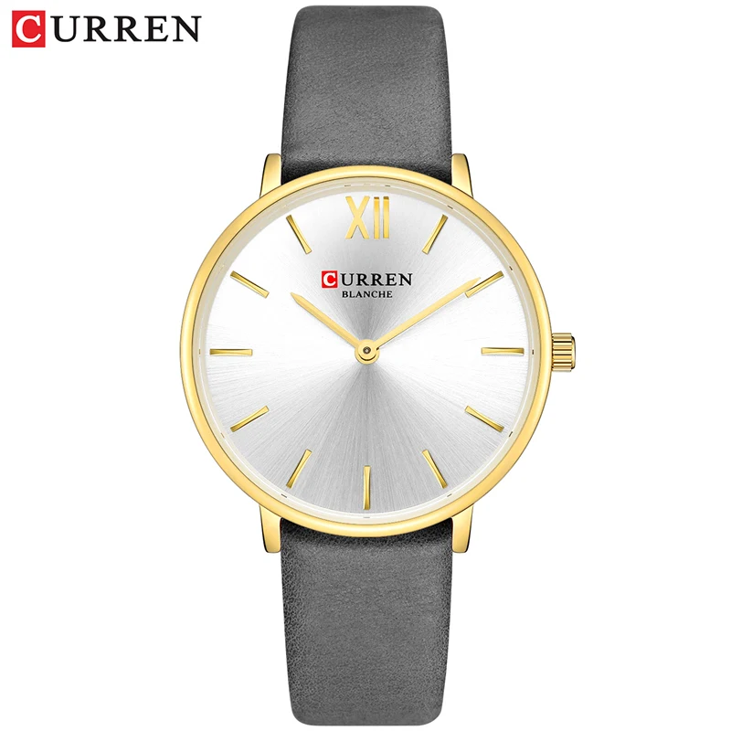 gold white CURREN женские часы розовые аналоговые кварцевые часы женские повседневные женские наручные часы мягкий кожаный ремешок часы relogios feminino - Цвет: gold white