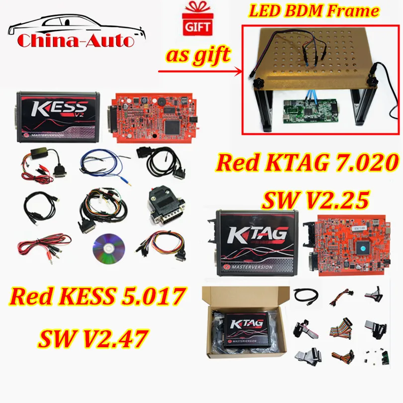 DHL бесплатно красный KESS 5 017 V2 V2.47 без жетона ECU чип тюнинг инструмент KTAG 7 020 V2.25