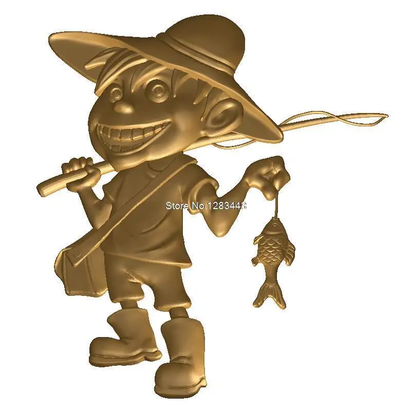 3d модель рыбака STL рельеф для ЧПУ формат stl artcam vectric aspire|stl relief|3d model stlmodel |