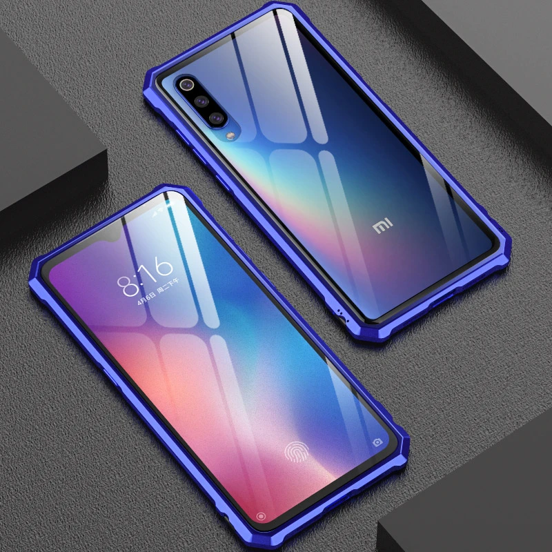 Роскошный Алюминиевый металлический бампер чехол Xiaomi mi 9 чехол mi 9 чехол противоударный прозрачный закаленное стекло задняя крышка Xiaomi mi 9 чехол
