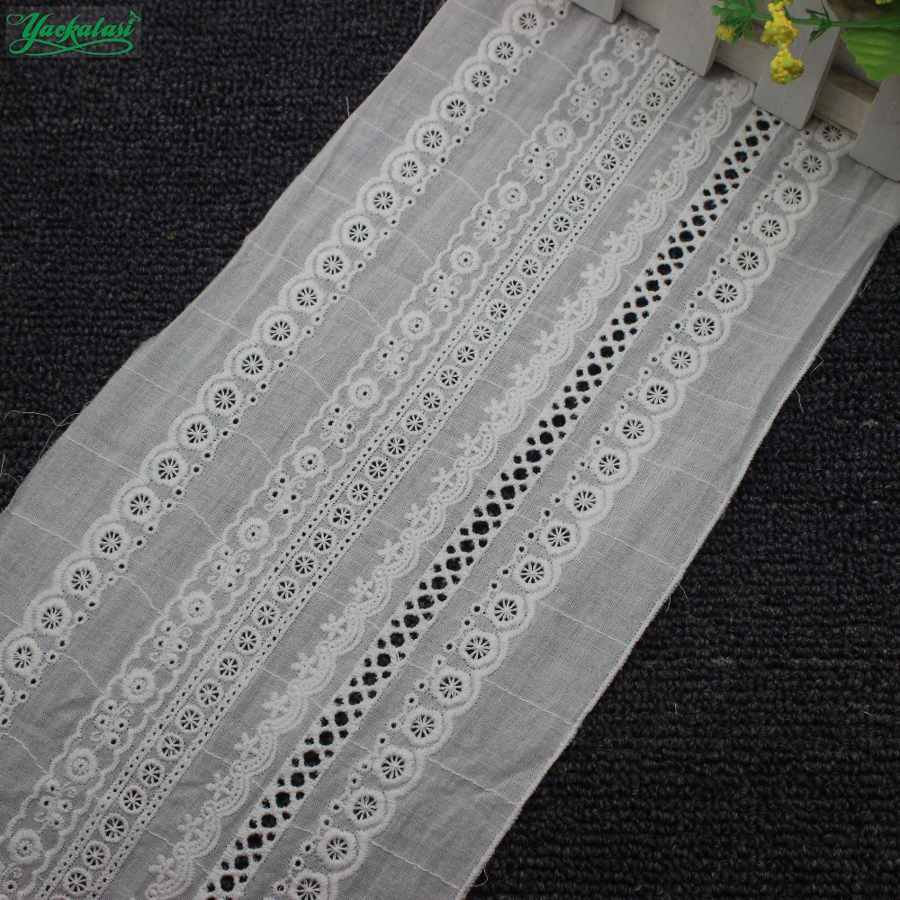 YACKALASI 10 Yds вышитая кружевная ткань с ушками 100% швейцарская хлопковая вуаль