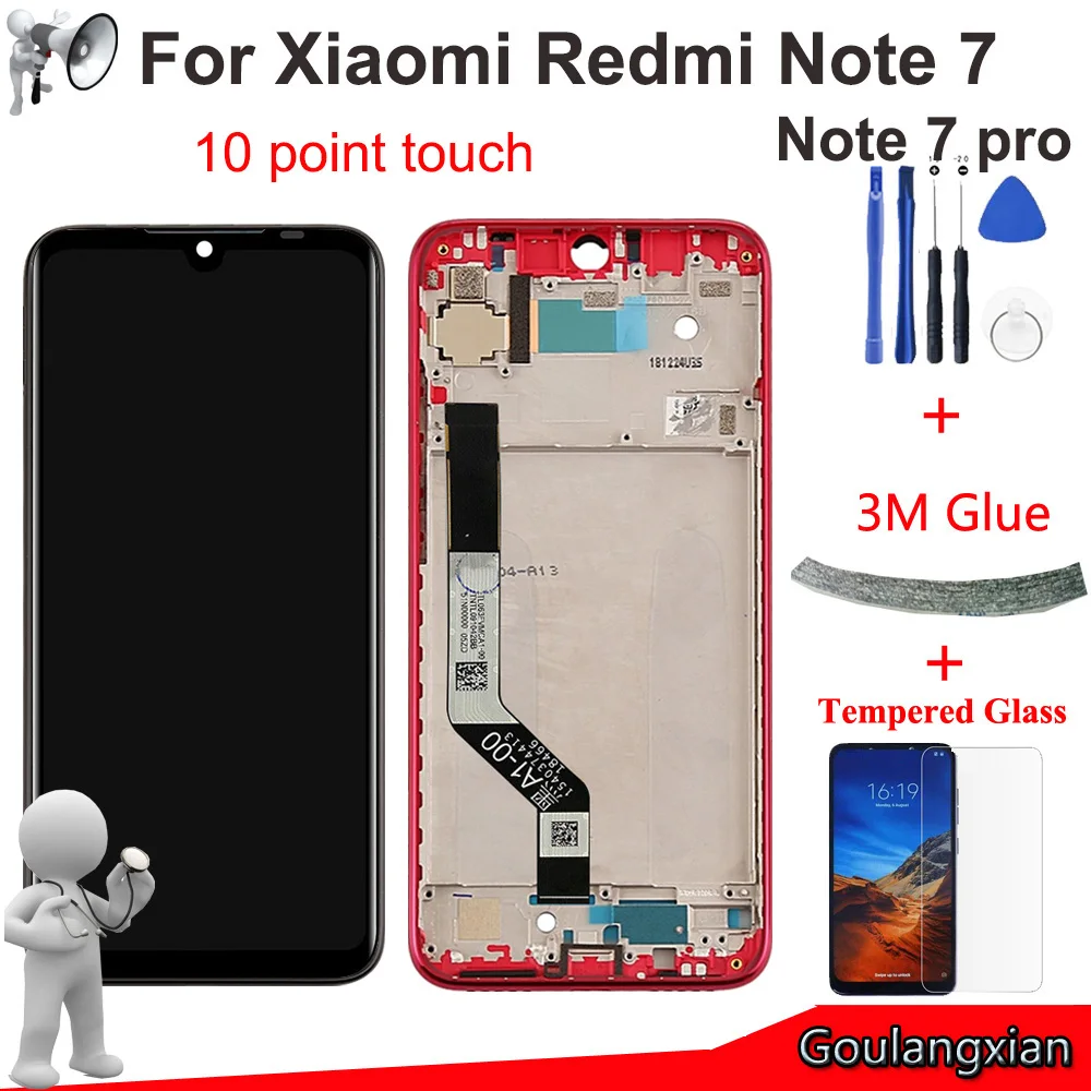 ЖК дисплей с рамкой для Xiaomi Redmi Note 7 сенсорным экраном и дигитайзером в сборе