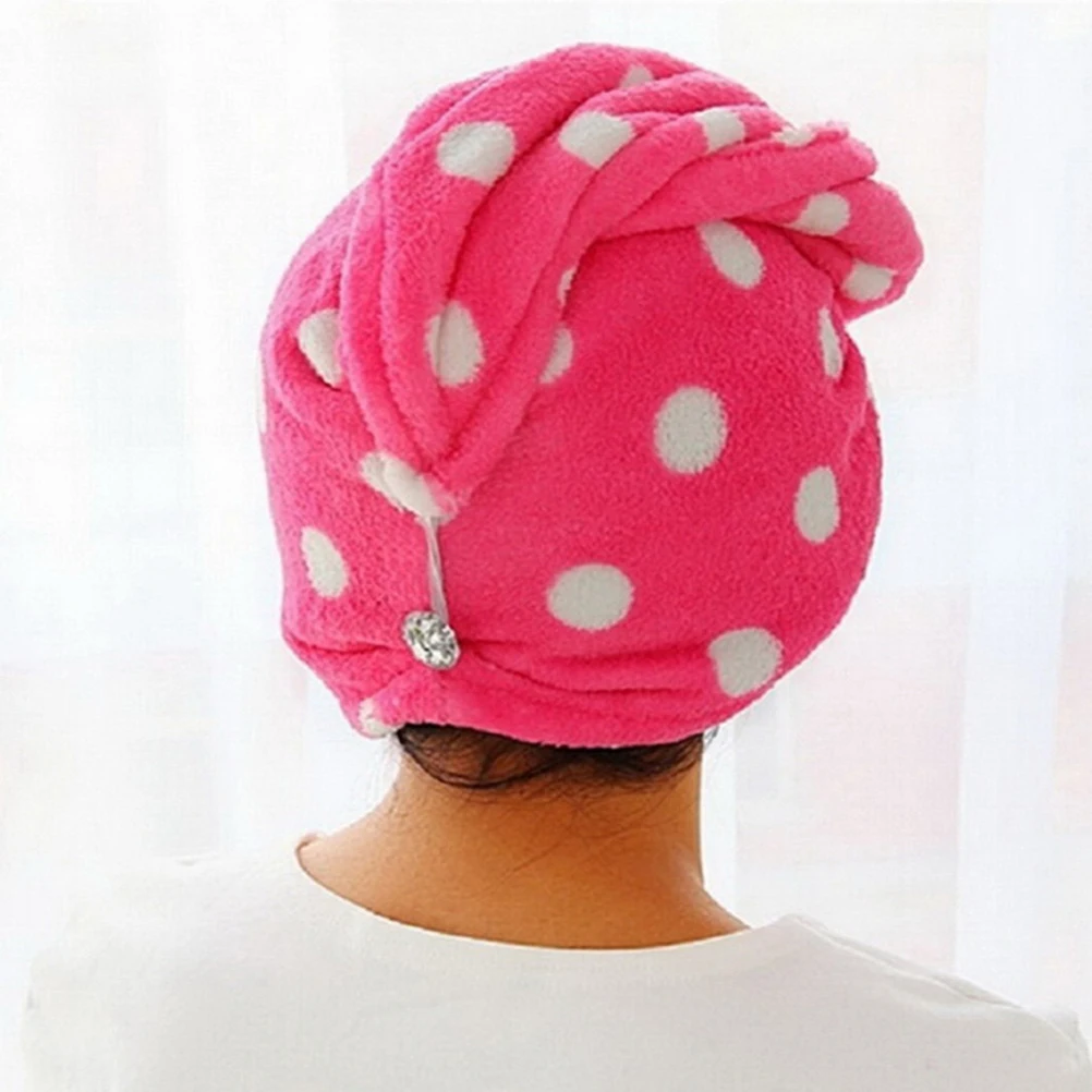 Makeup Cosmetic Bathing Tool Quick Dry Bath Turbie Turban Twist Drying Cap Lady Women Girls Hair Wrap Head Towel Loop Button Hat | Дом и сад