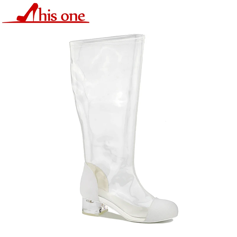 Женские прозрачные Полусапоги на прозрачном каблуке THIS ONE непромокаемые сапоги