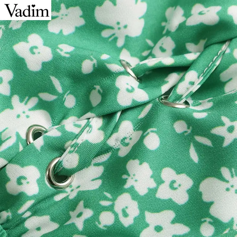 Вадим женщины цветочный принт мини платье квадратный воротник С симпатичным