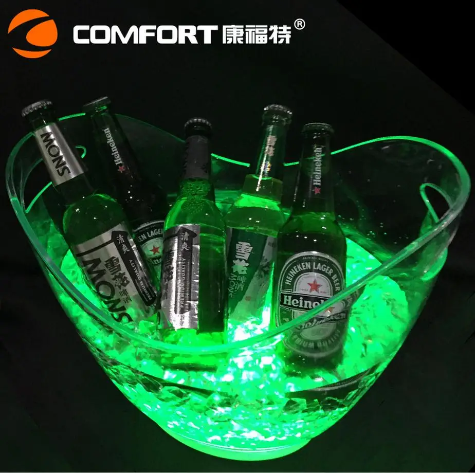 Лидер продаж большие 8л светодиодный ведер для льда акриловая светящаяся бочка