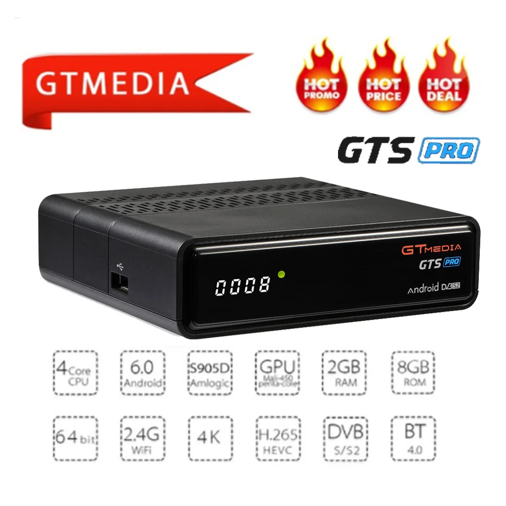 FREESAT GTS Android 6,0 4K ТВ Коробка комбо DVB-S2-цифра спутниковый телевизионный ресивер 1 год cccam подарок 2/8GB Amlogic S905D BT4.0 Декодер каналов кабельного телевидения IP ТВ